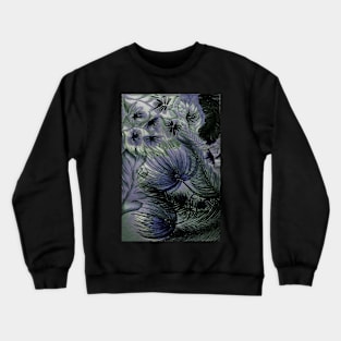 LARGE FLORAL ART  TROPICAL FLOWERS FERNS PALMS DECO POSTER Crewneck Sweatshirt